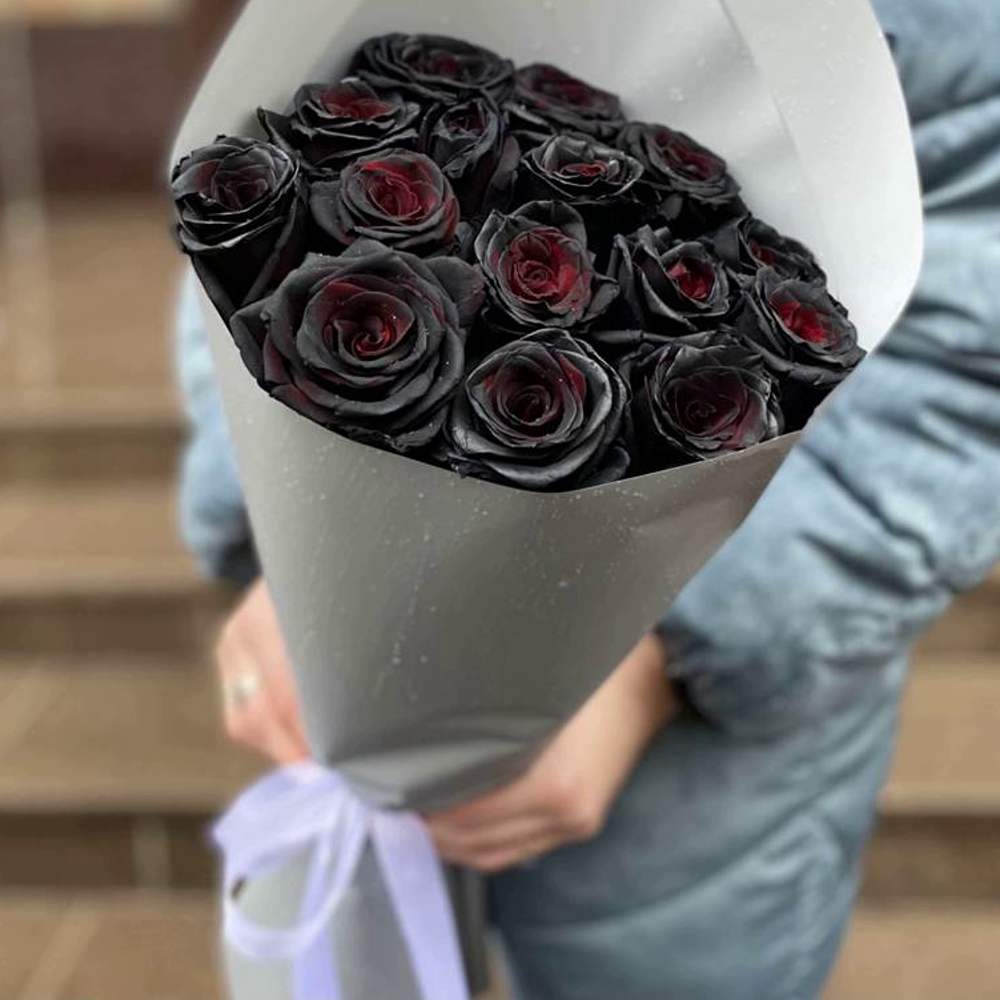 Букет из 15 чёрных роз Эквадор