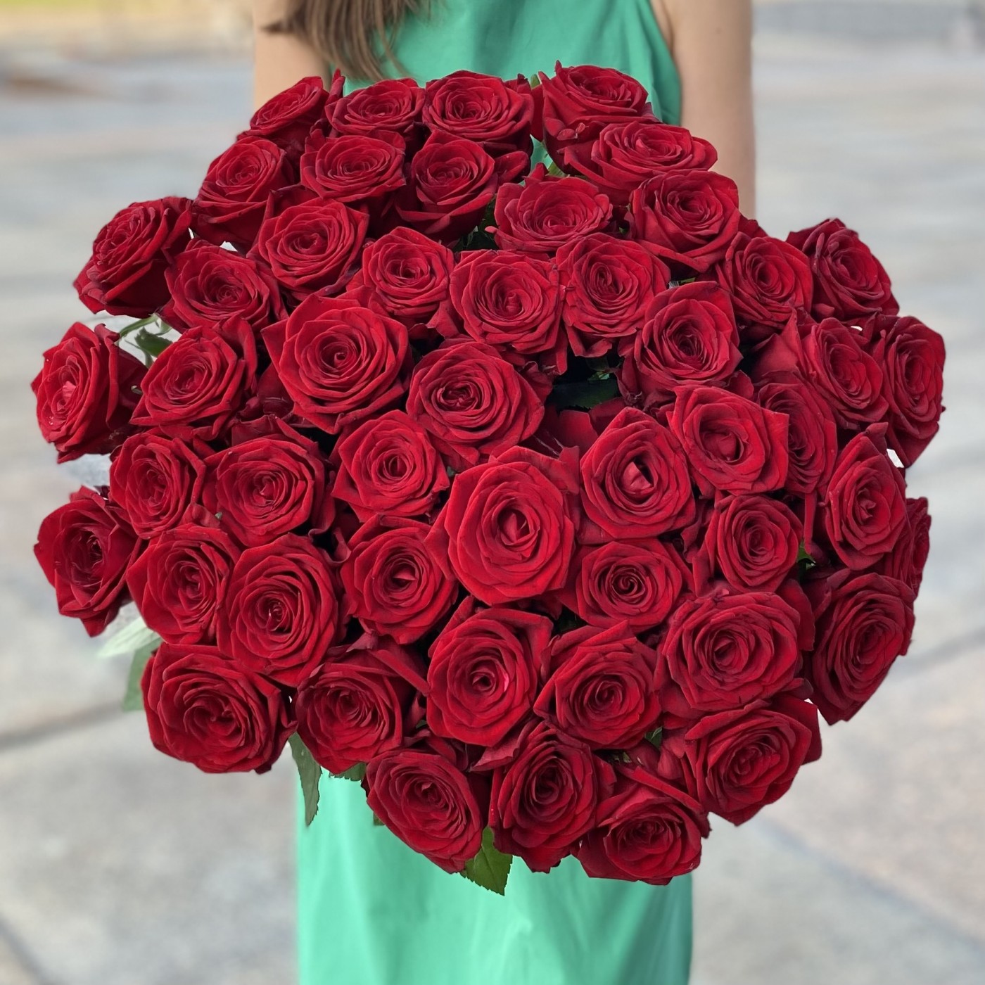 Букет из 51 красной розы 60 см.