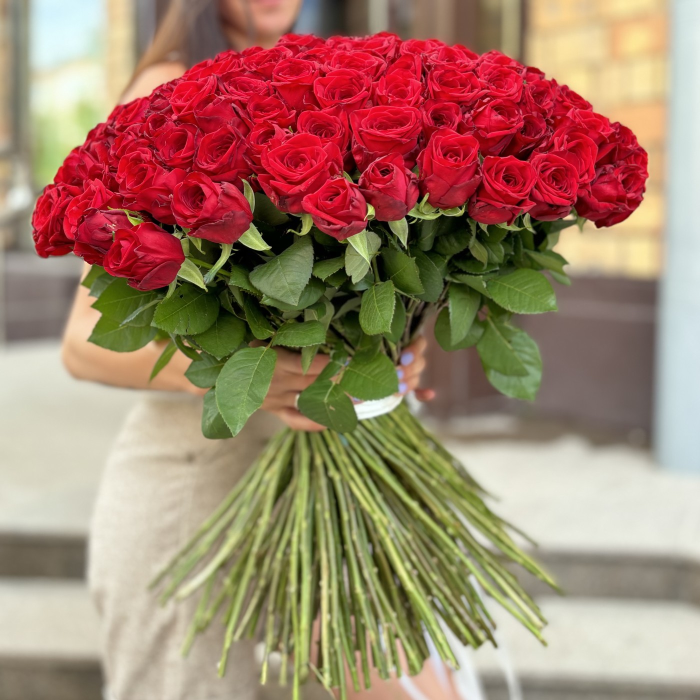 Букет из 201 красной розы 60 см.