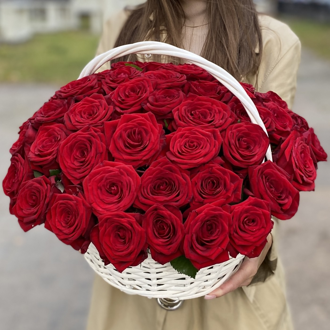 Корзина из 51 красной розы