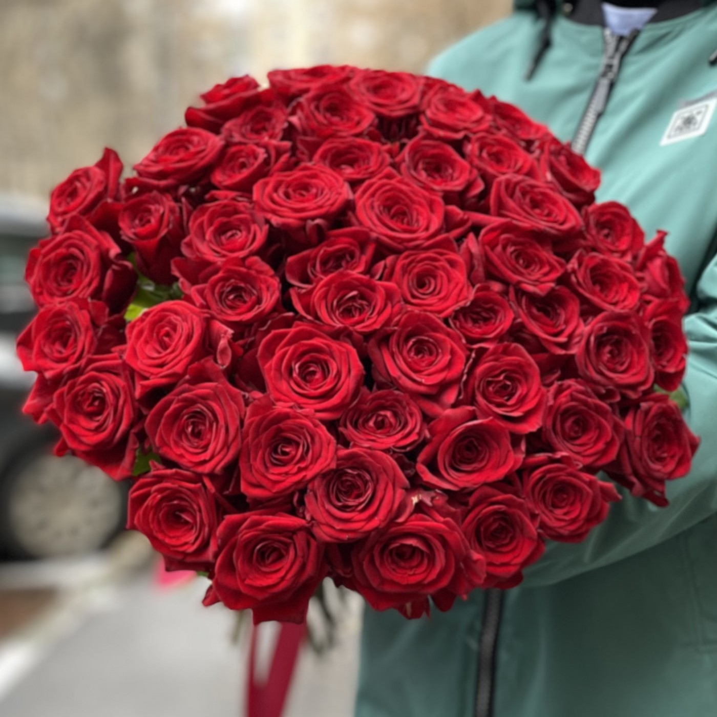 Букет из 51 красной розы 60 см.