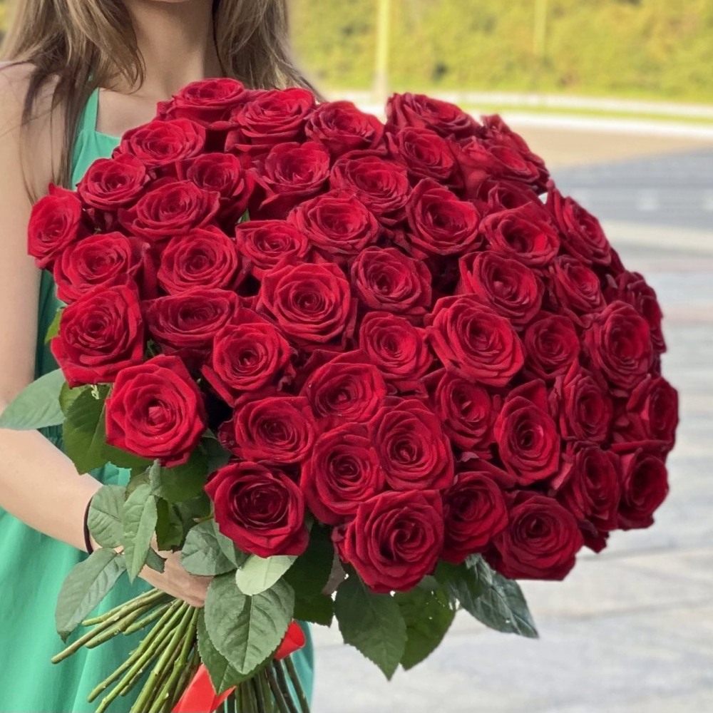 Букет из 51 красной розы 60 см.