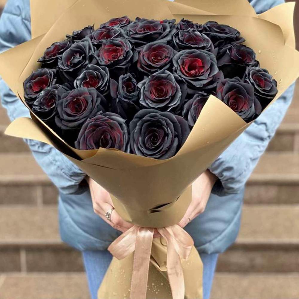 Букет из 25 черных роз Эквадор