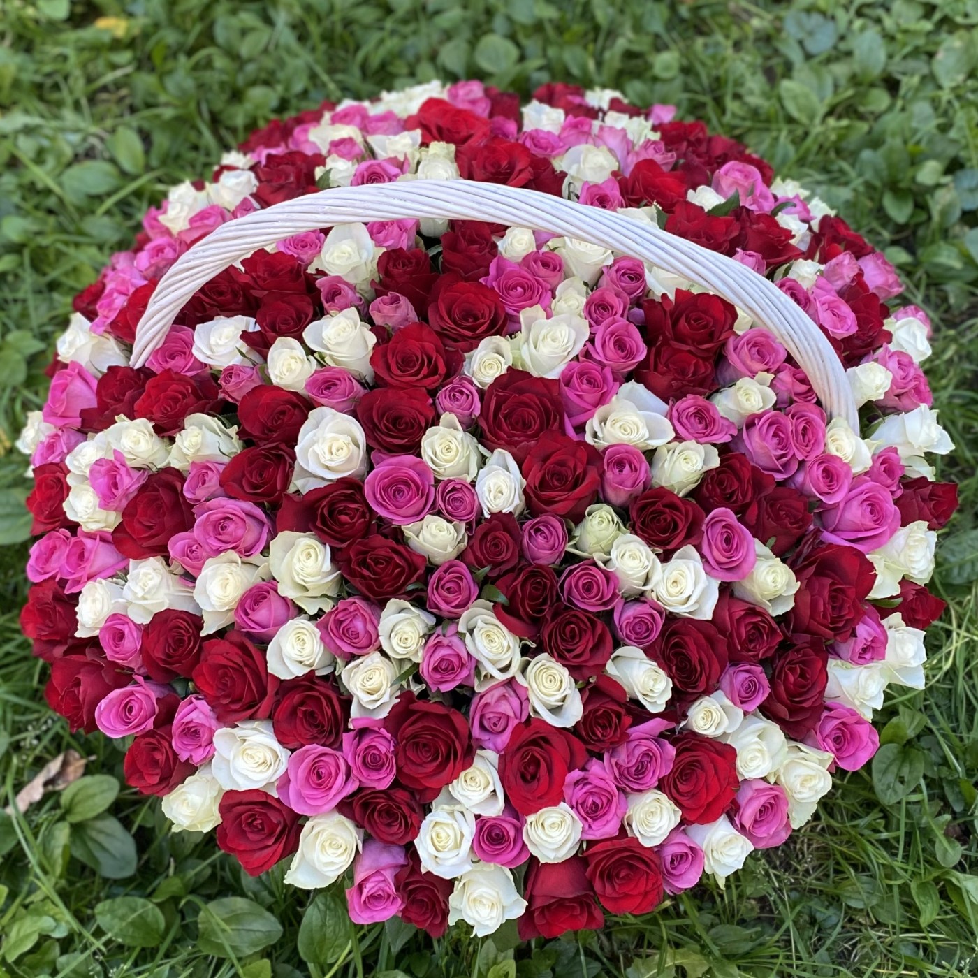 301 роза МИКС в корзине