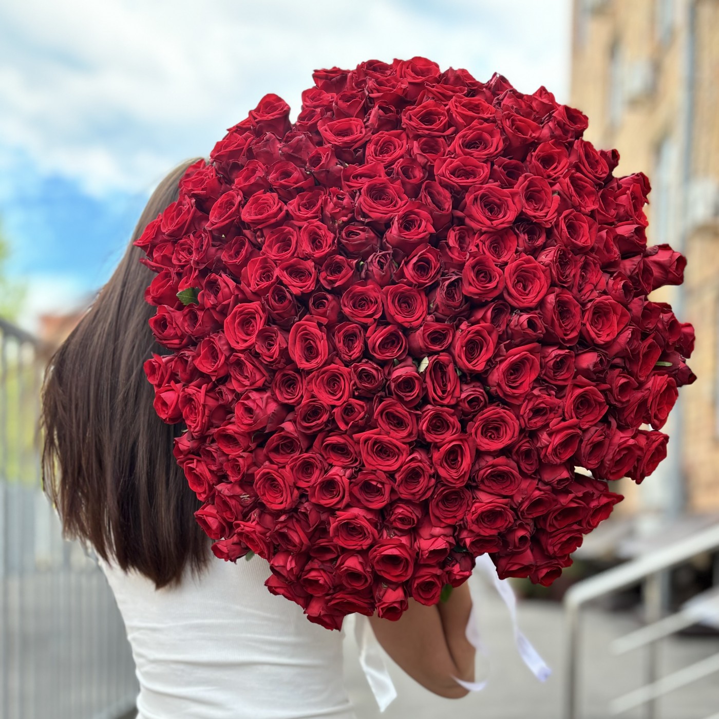 Букет из 201 красной розы 60 см.