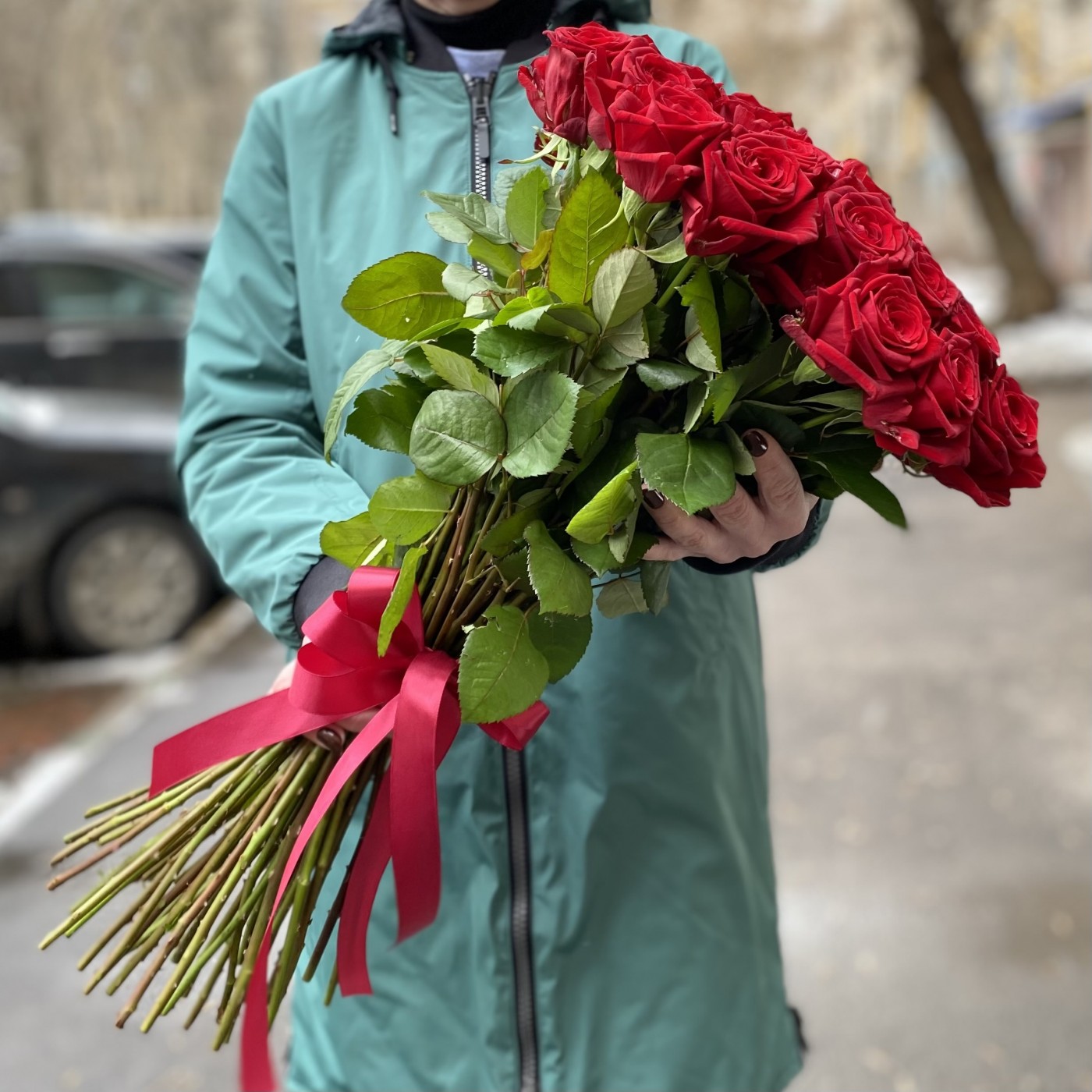 Букет из 51 красной розы 60 см.